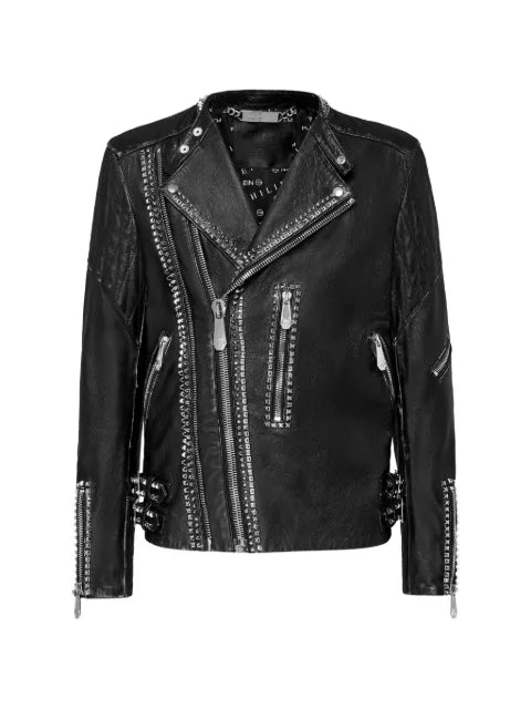 Philipp Plein leather biker jacket studs