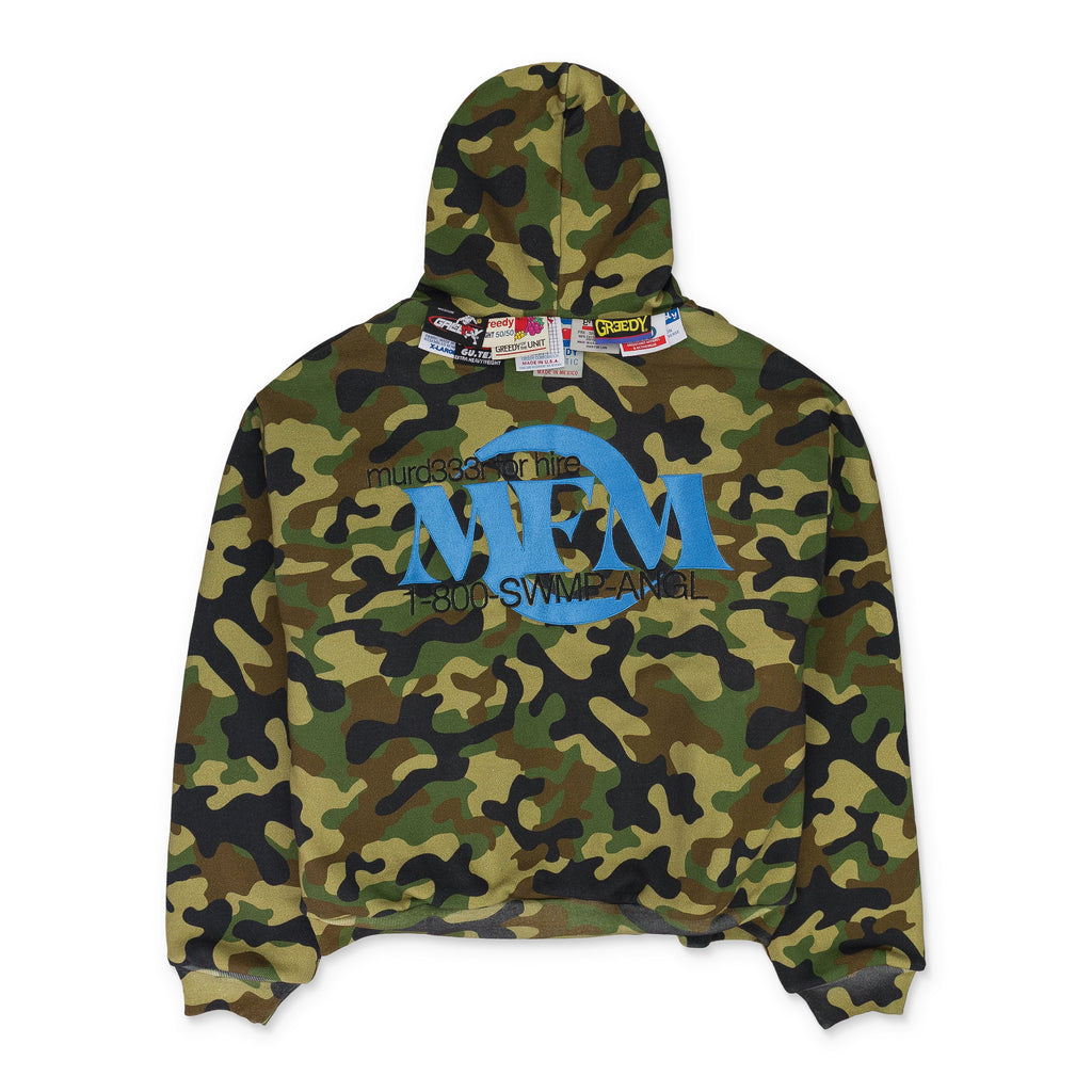 GREEDY UNIT x MURD333R.FM GREEN DOUBLE LAYERED HOODIE