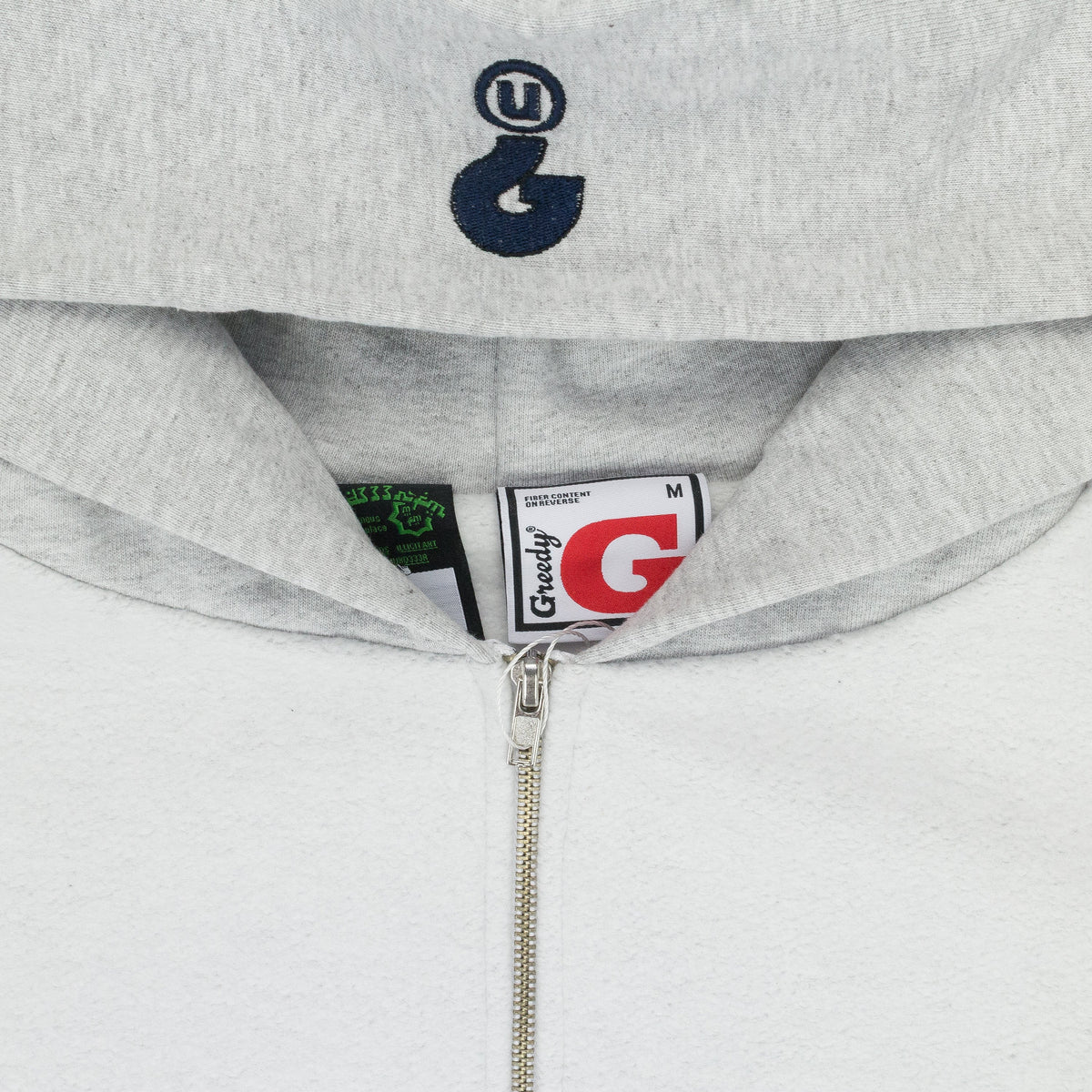 GREEDY UNIT x MURD333R.FM GREY DOUBLE LAYERED HOODIE