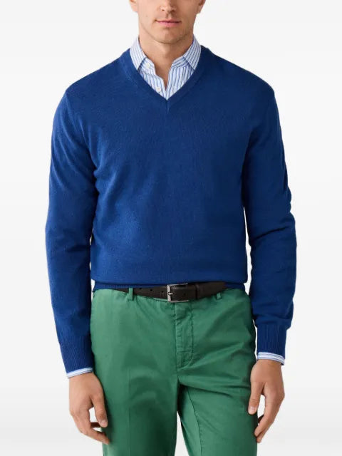Hackett London V-neck elbow-patch knit