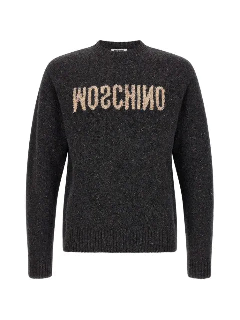 Moschino mirrored logo bouclé-embroidered sweater