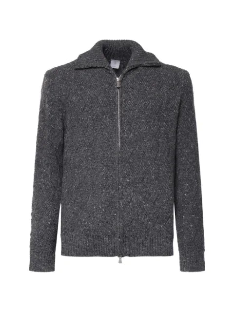 Eleventy cable-knit zip-up sweater