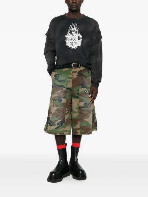 THUG CLUB graphic-print layered-sleeve sweatshirt