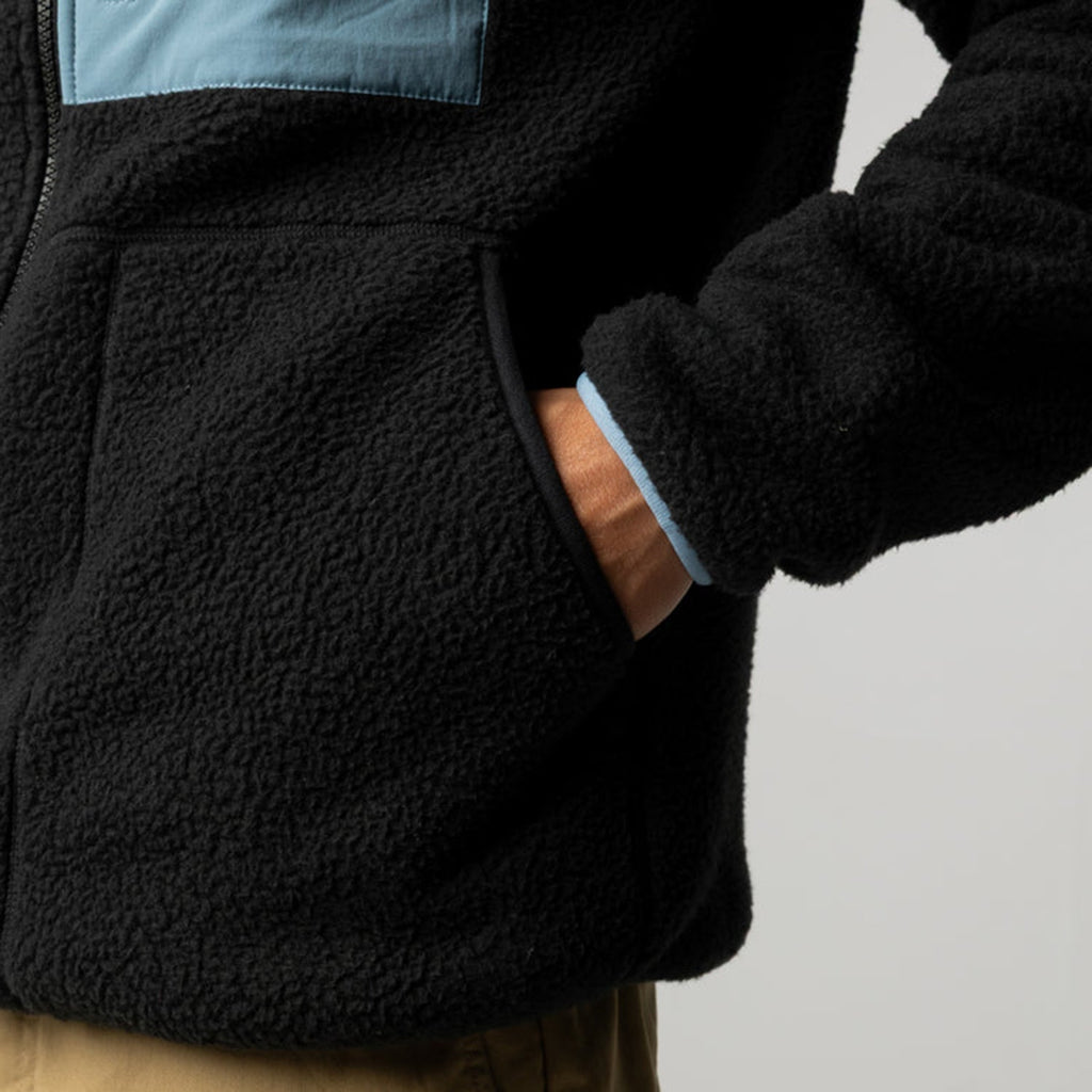 Finisterre Bolster Fleece Full Zip: Washed Black / Bay Blue
