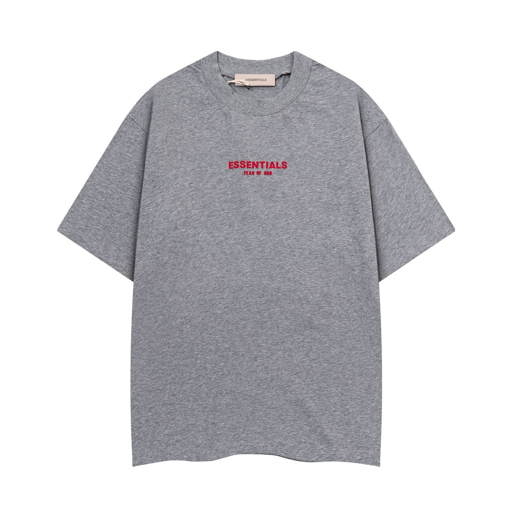 Fear Of God Essentials Red Rubber Letter Crew Neck Short Sleeve T Shirt