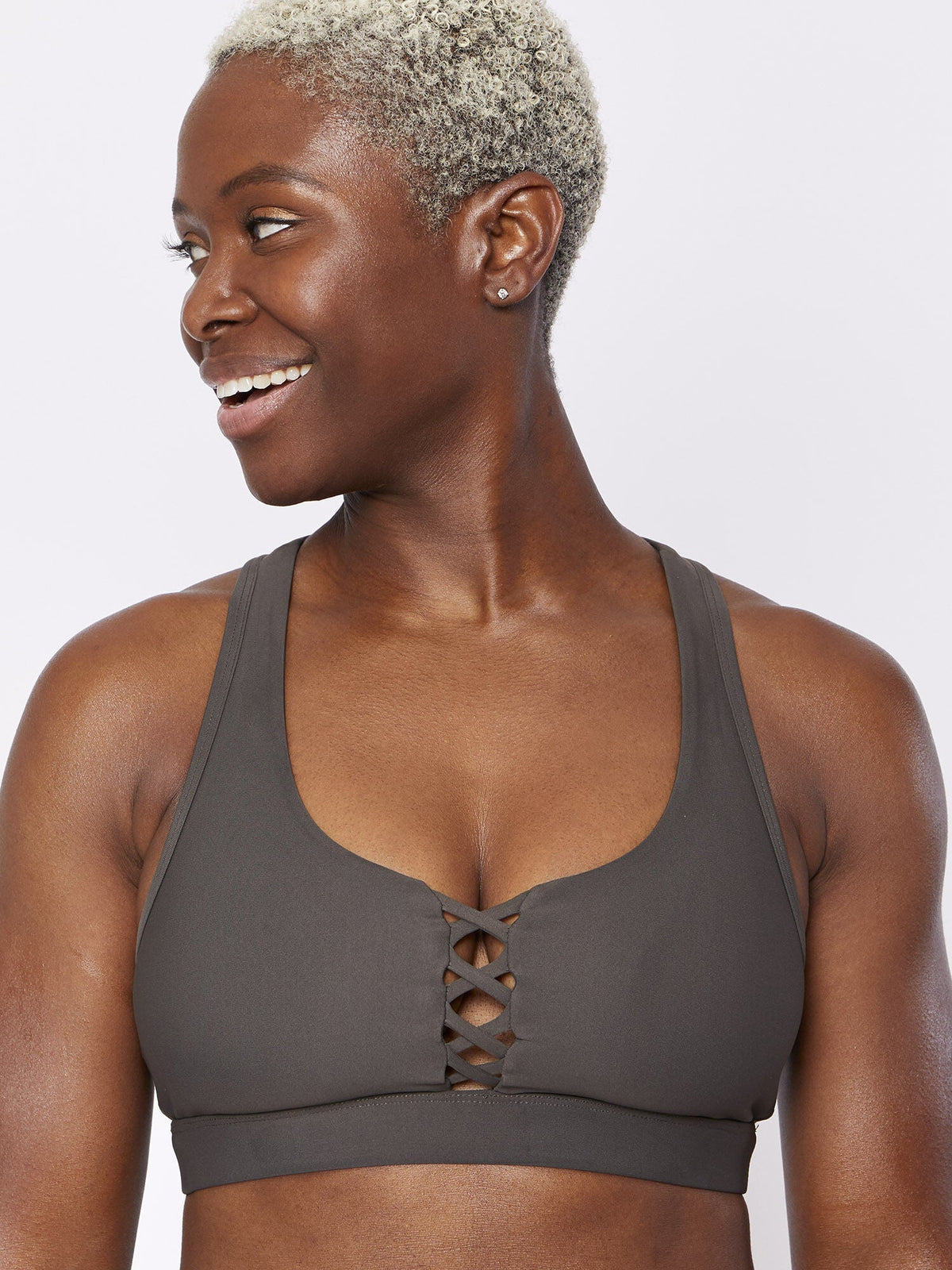 Lace-Up Green Sports Bra