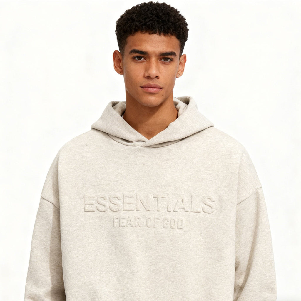Fear of God Essentials Logo Pullover Hoodie - Light Heather Gray