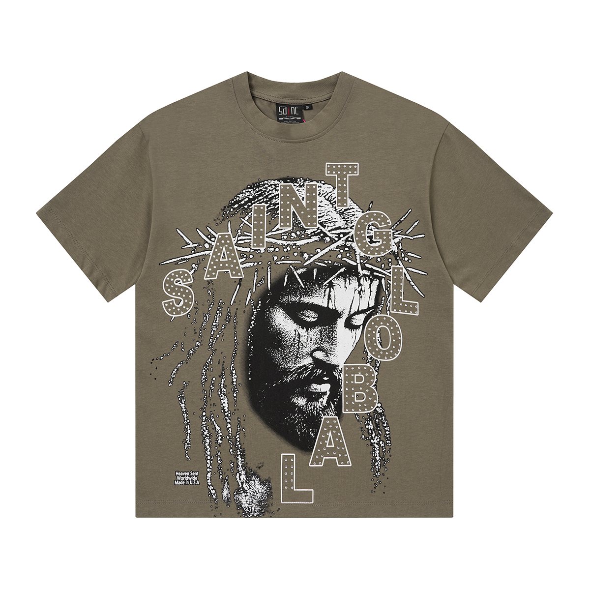 SAINT Rhinestone Graphic Short-Sleeve T-Shirt