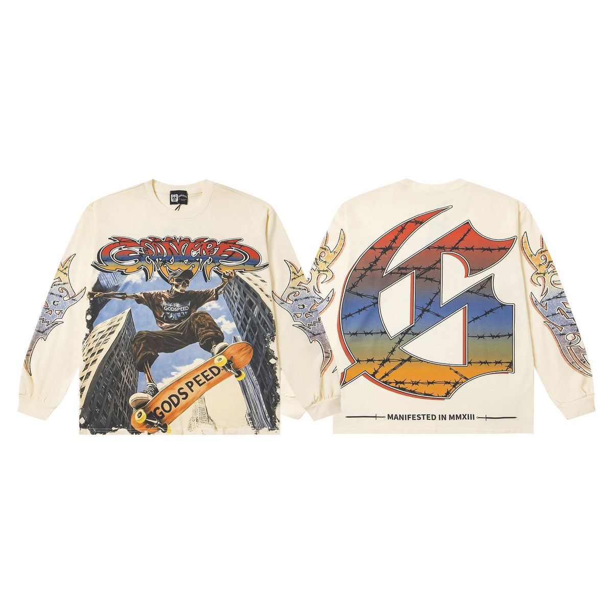 Godspeed White Ink Graphic Long-Sleeve T-Shirt