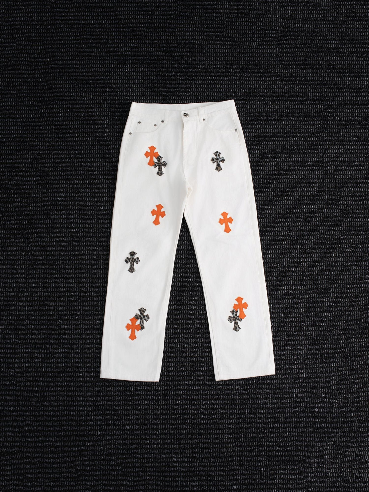 Chrome Hearts Cross Patch White Jeans