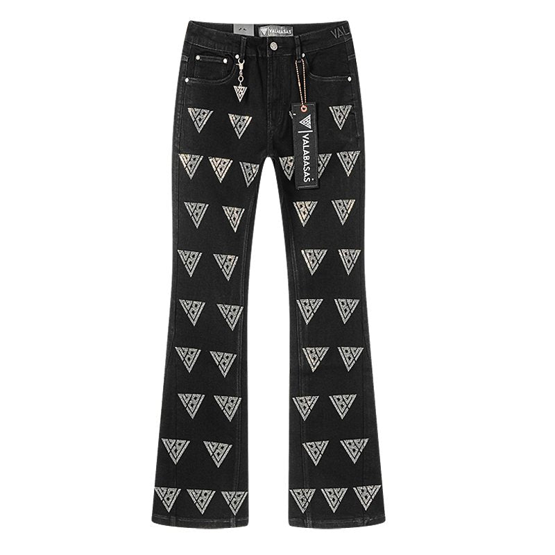 VALABASAS Black Triangle Motif Jeans