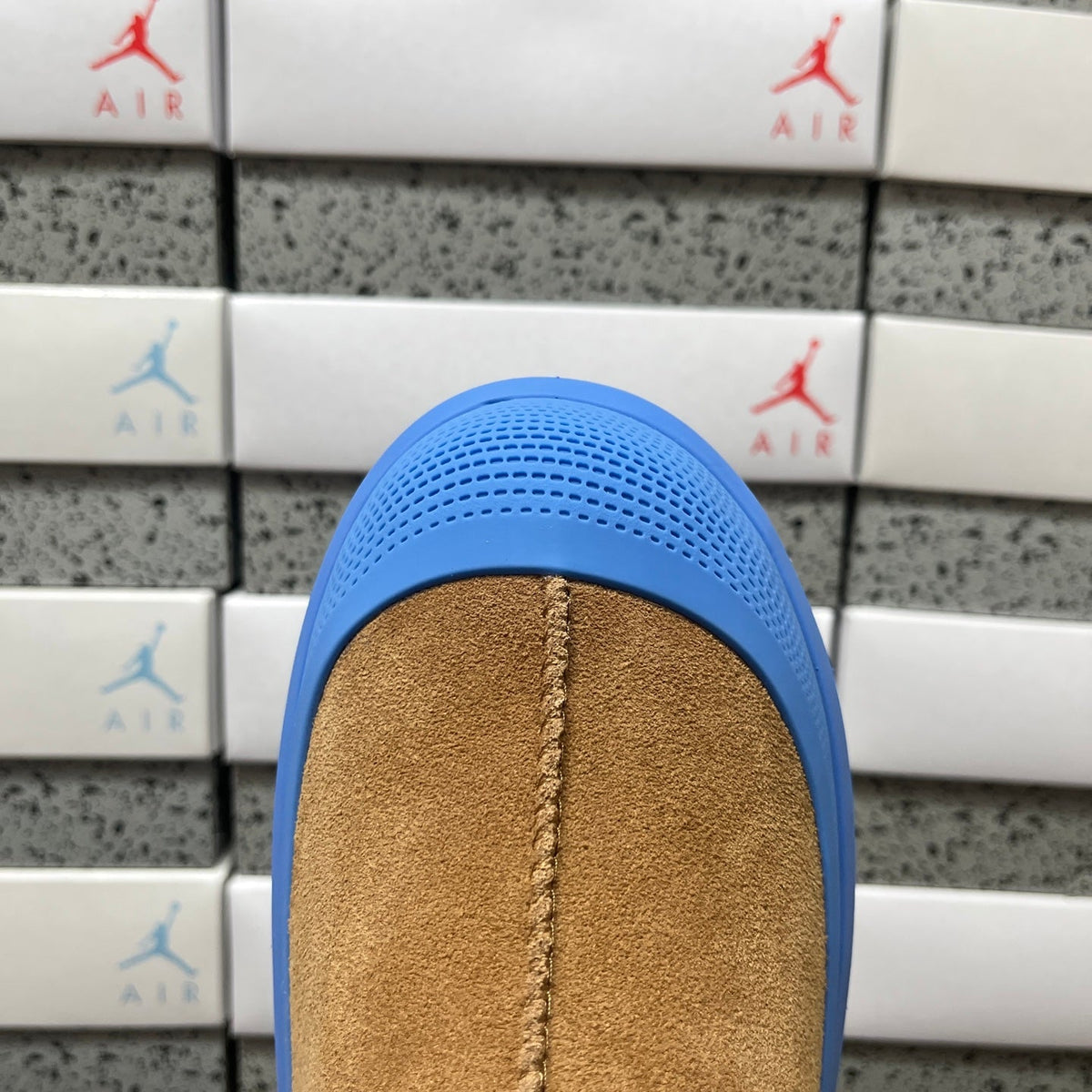 UGG Tasman X Platform Slip-On – Suede Clog with Shearling Lining, Paracord Toggle & Bold Blue Chunky Platform Sole in Chestnut