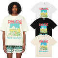 Rhude T-shirts Castle Coconut Windowsill Scenic Cotton Casual Loose Short Sleeve Men and Women