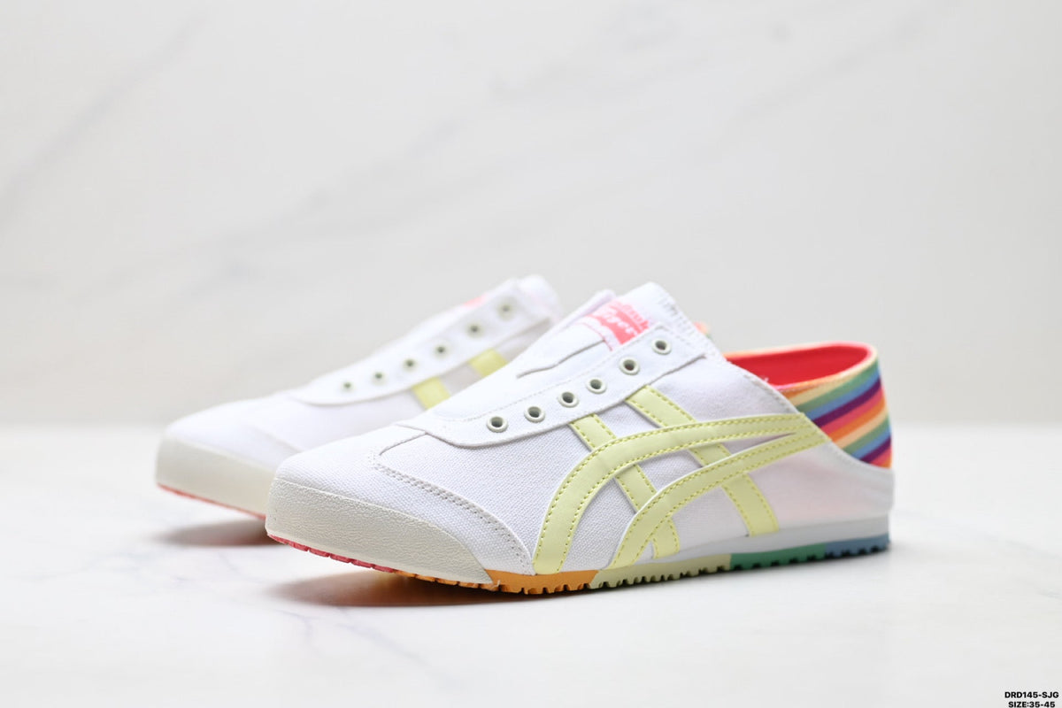Onitsuka Tiger Retro Low Top White Pastel Rainbow Unisex Shoes Style 04