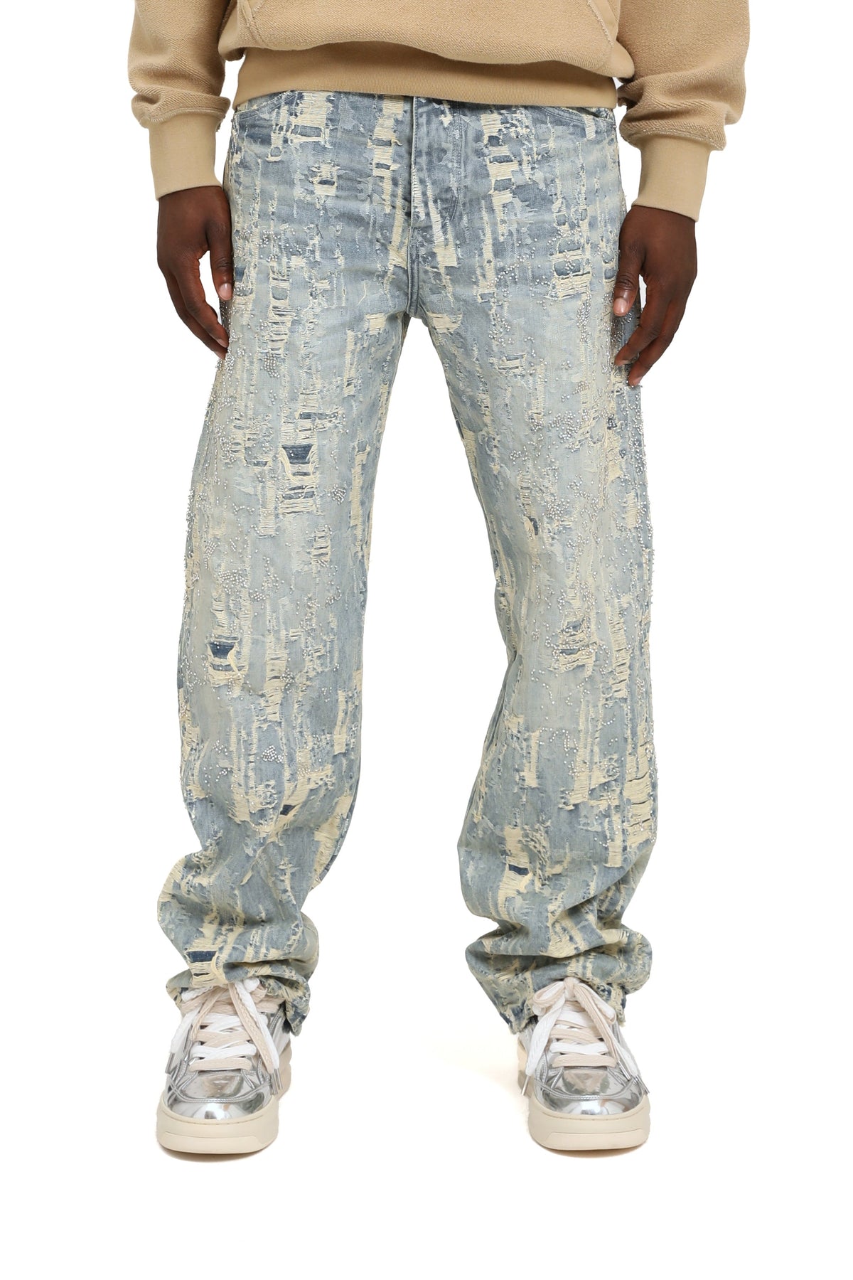 Purple Brand Bead Splatter Destroy Denim