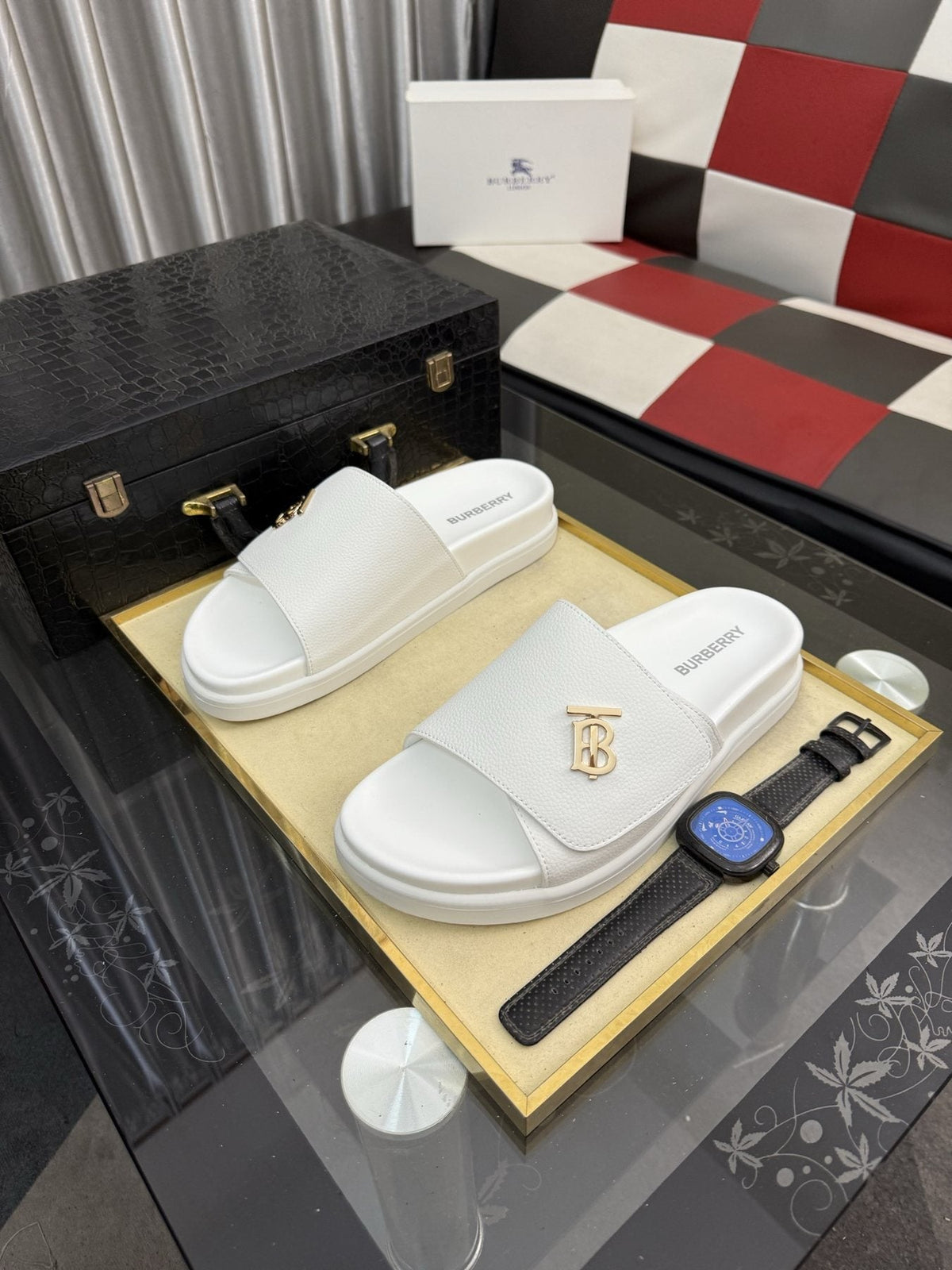 Burberry Monogram Slide Sandals