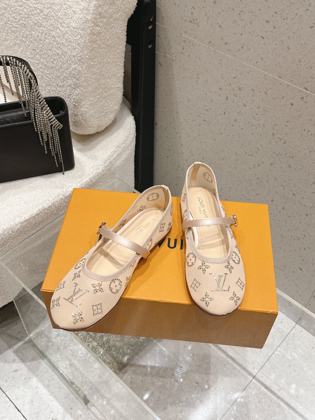Louis Vuitton Patterned Double-Strap Mary Jane Flats