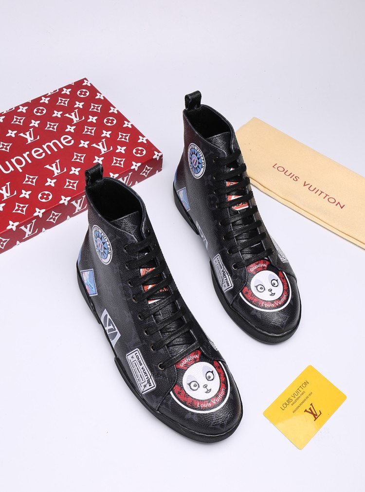 Louis Vuitton Graphic Patch High-Top Sneakers
