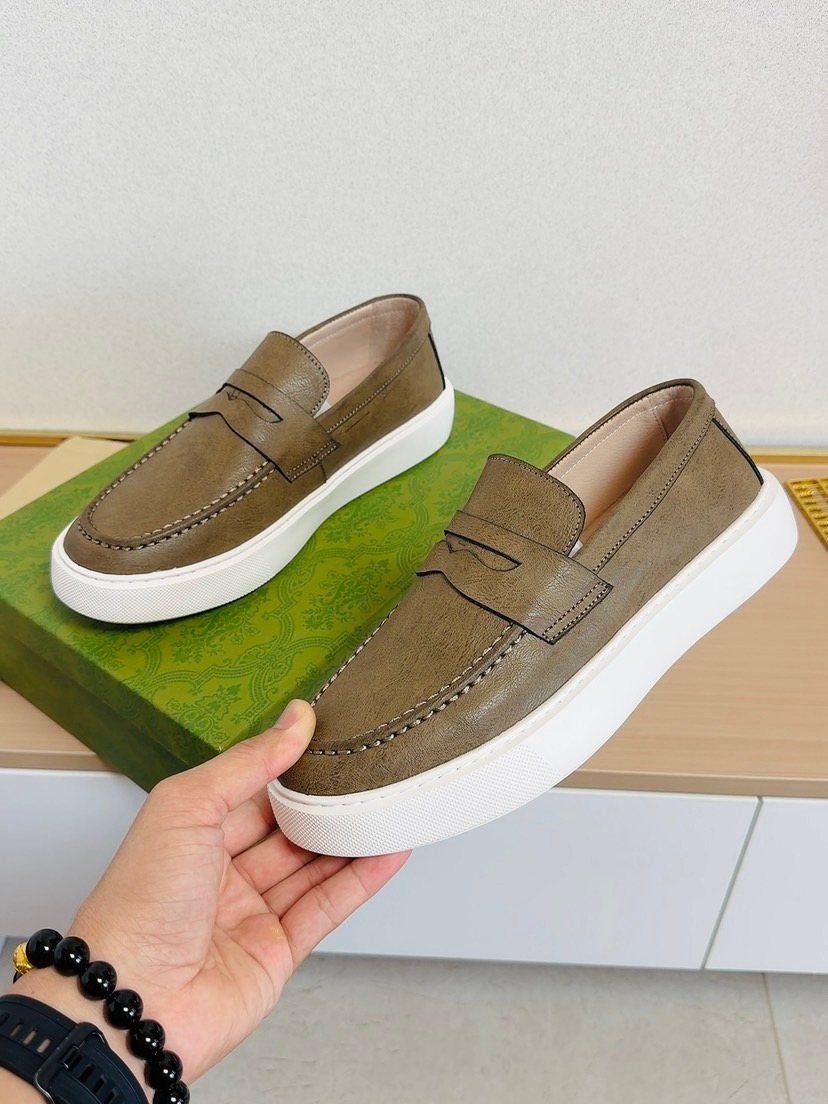 Gucci White-Sole Penny Loafers