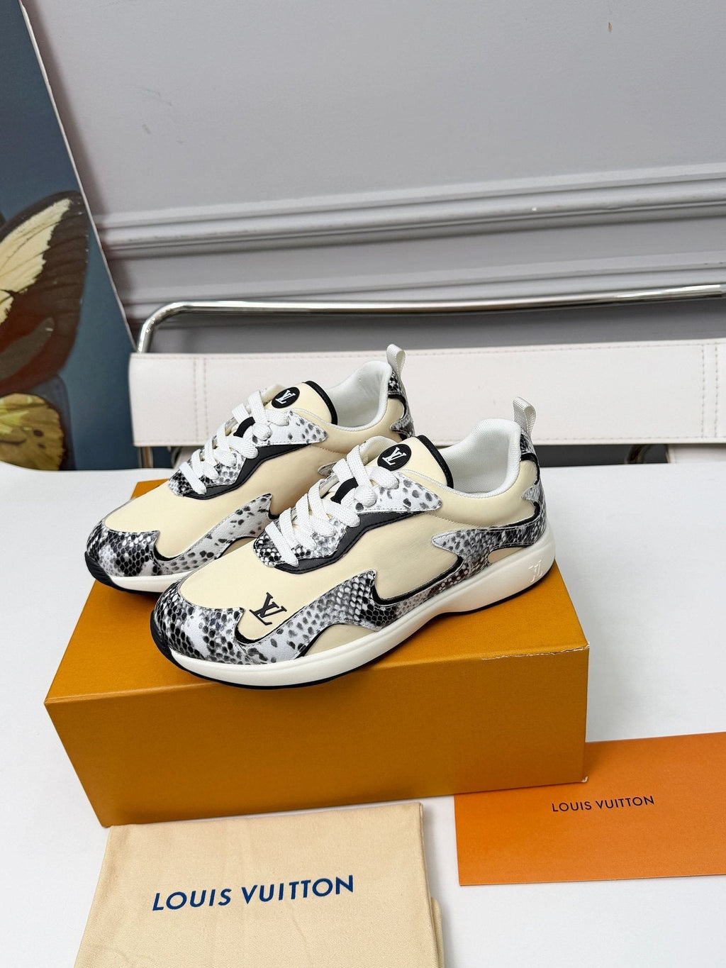 Louis Vuitton Men's Patterned Low-Top Sneakers - Patterned Overlay Details