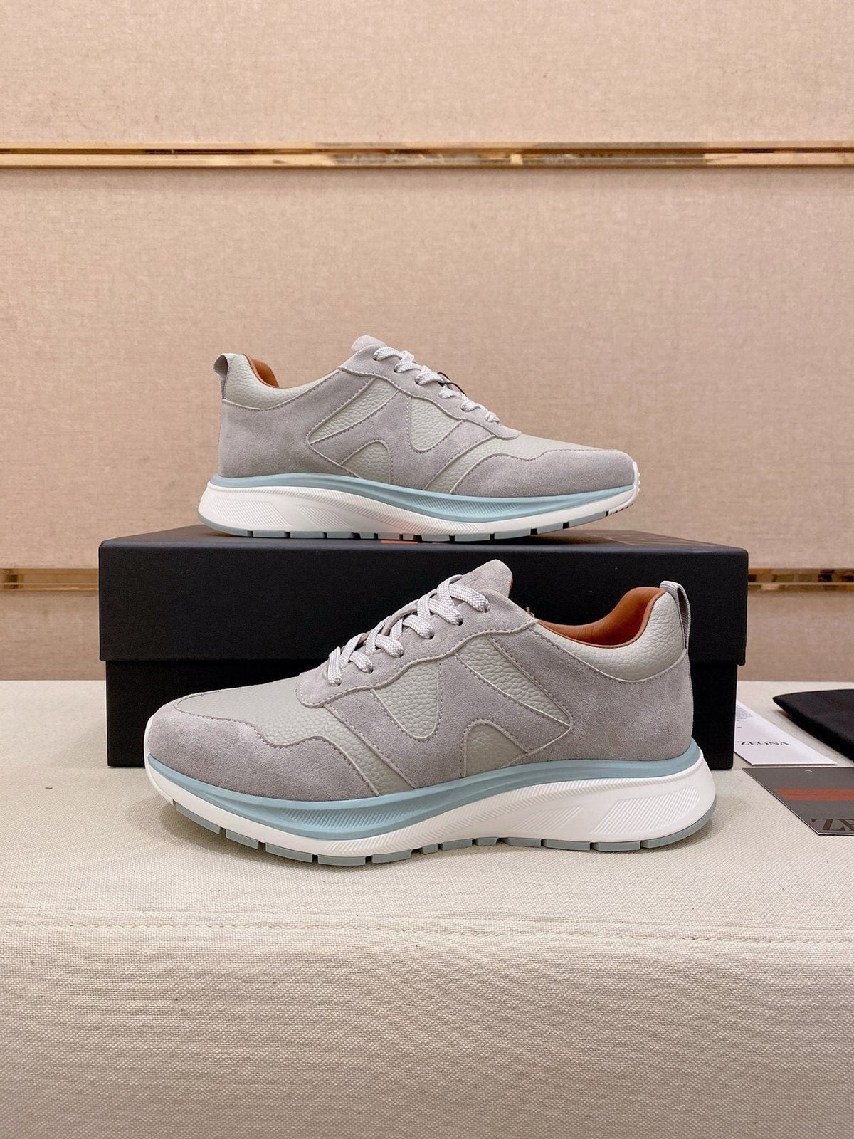 Zegna Men's Textured Low-Top Sneakers - Contrast Sole