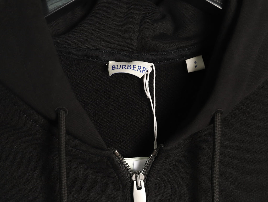 Burberry Equestrian Knight Check-Detail Zip Hoodie - Black