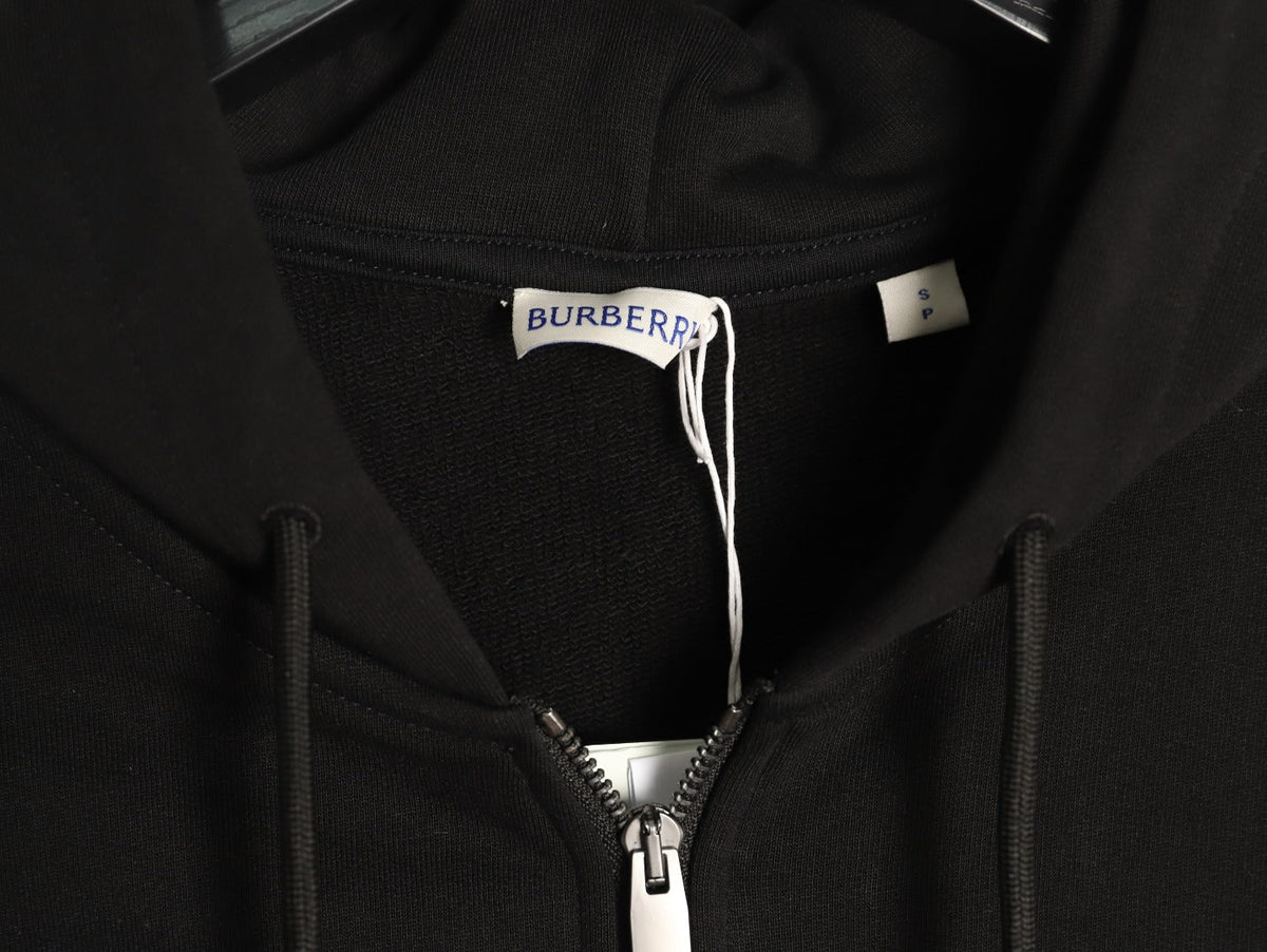Burberry Equestrian Knight Check-Detail Zip Hoodie - Black